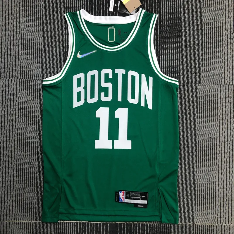 Camiseta de hombre verde «Kyrie Irving #11» del 75.º aniversario de los Boston Celtics