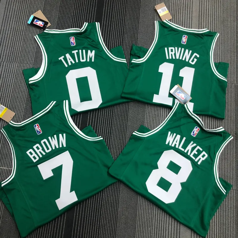 Camiseta de hombre verde «Kyrie Irving #11» del 75.º aniversario de los Boston Celtics