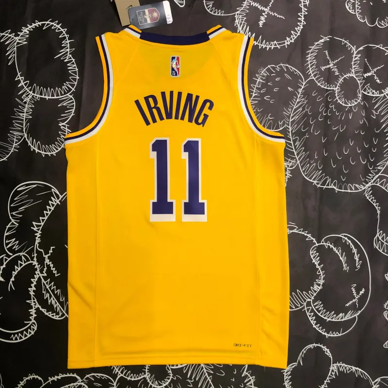 Los Angeles Lakers 75th Anniversary Kyrie Irving #11 Yellow Men’s Jersey