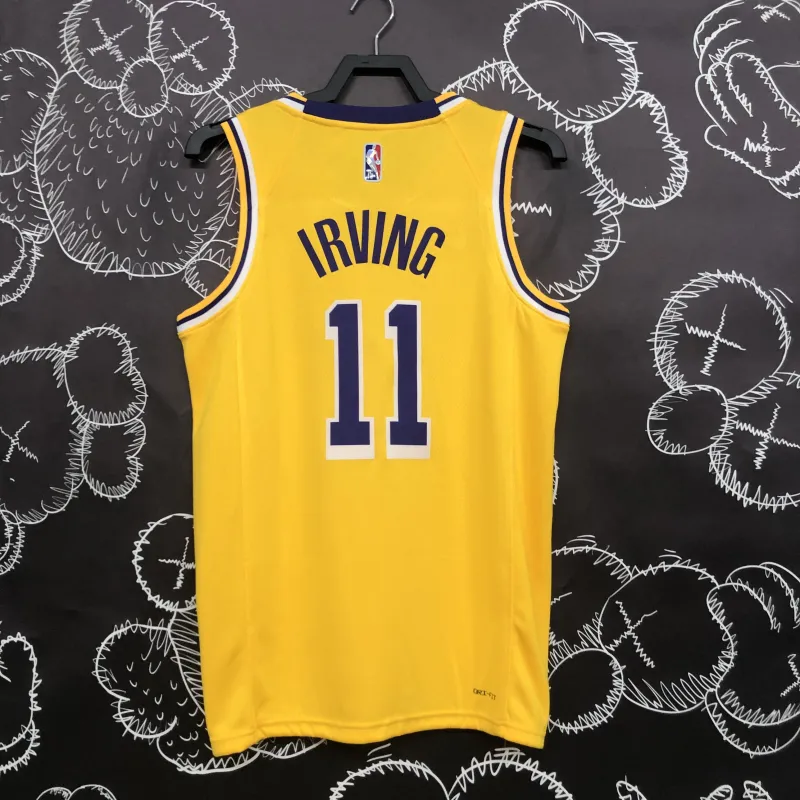 Los Angeles Lakers 75th Anniversary Kyrie Irving #11 Yellow Men’s Jersey
