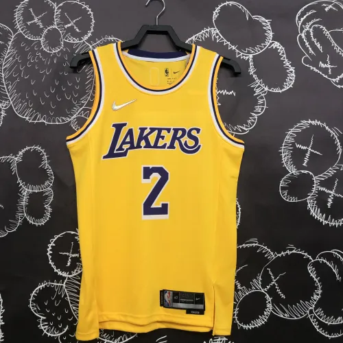 Los Angeles Lakers 75º aniversário Kyrie Irving #2 Camisola amarela para homem