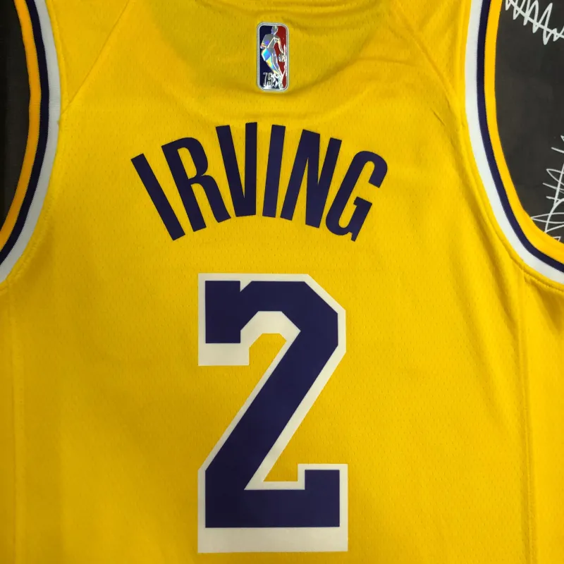 Los Angeles Lakers 75th Anniversary Kyrie Irving #2 Yellow Men’s Jersey