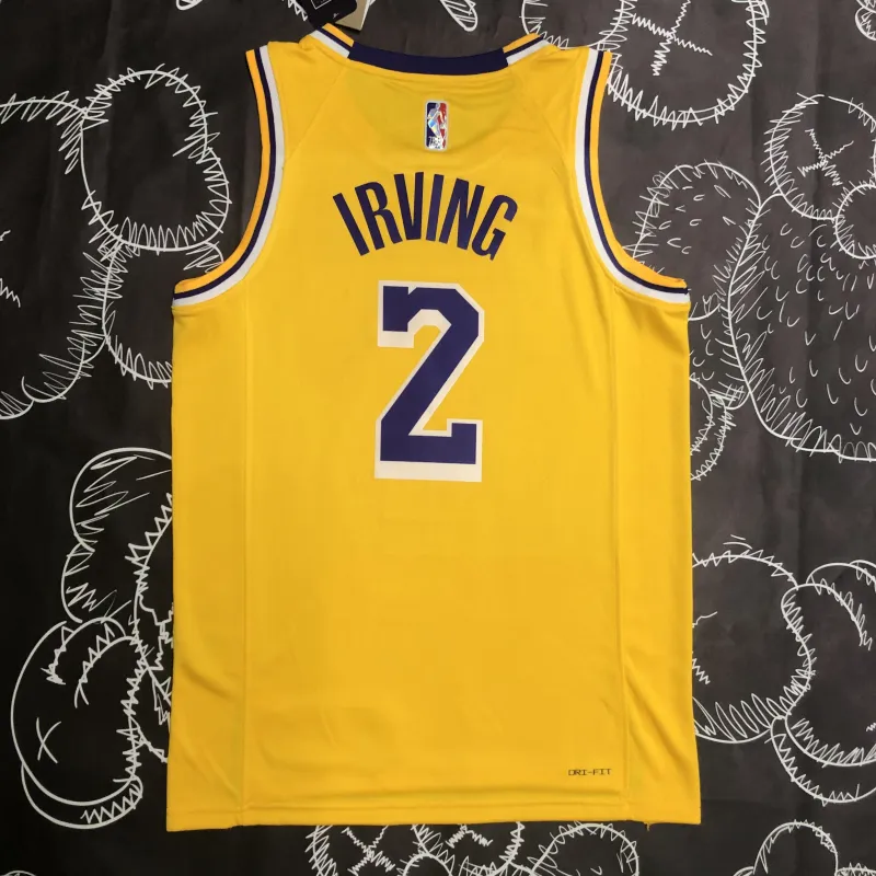 Los Angeles Lakers 75th Anniversary Kyrie Irving #2 Yellow Men’s Jersey