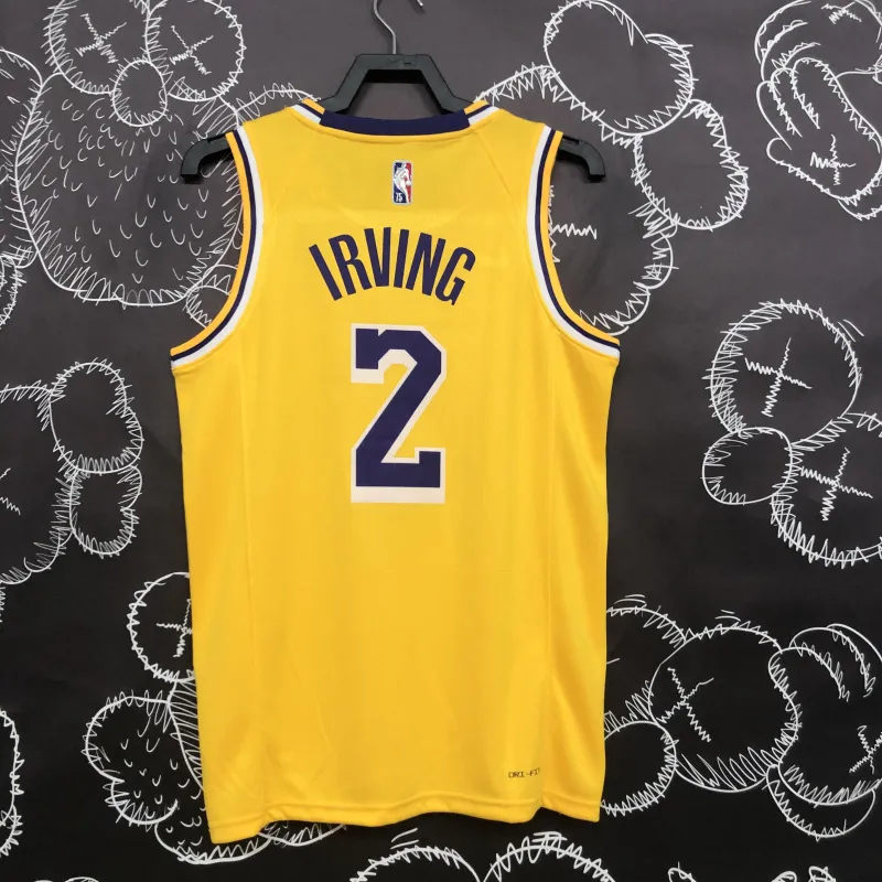 Los Angeles Lakers 75th Anniversary Kyrie Irving #2 Yellow Men’s Jersey