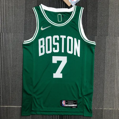 Maglia Boston Celtics 75° Anniversario Jaylen Brown #7 Verde Uomo