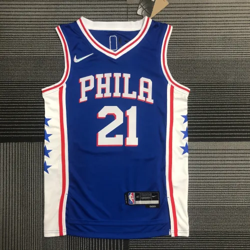 Maillot Hommes Philadelphia 76ers 75th Anniversary Blue Joel Embiid #21