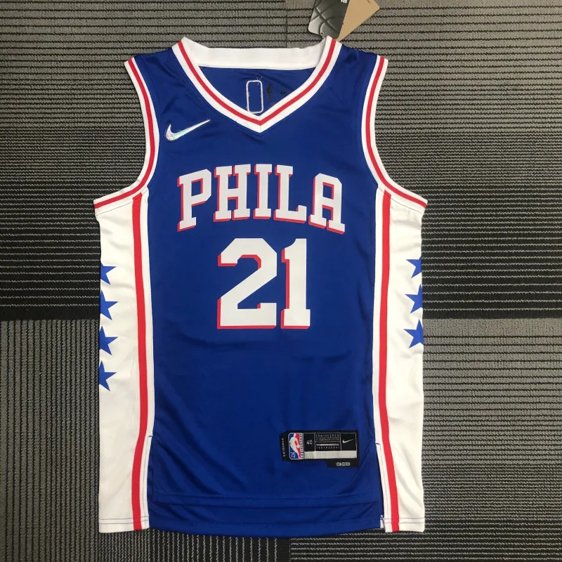 Philadelphia 76ers 75th Anniversary Blue Joel Embiid #21 Men’s Jersey