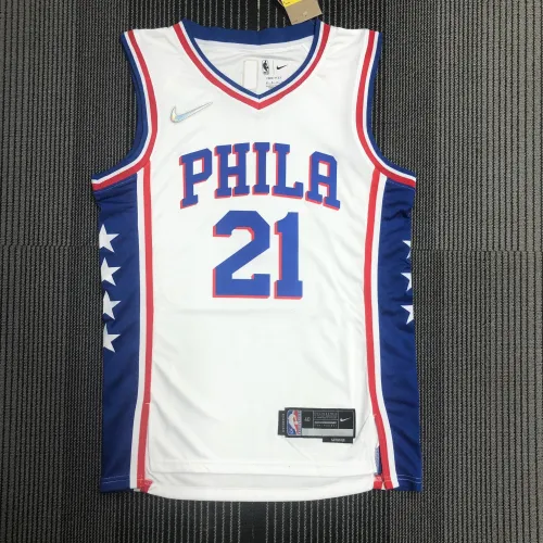 Philadelphia 76ers 75th Anniversary White Joel Embiid #21 Men's Jersey