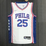 Maillot blanc pour homme #25 des Philadelphia 76ers, 75e anniversaire Philadelphia 76ers 75th Anniversary White #25 Men’s Jersey
