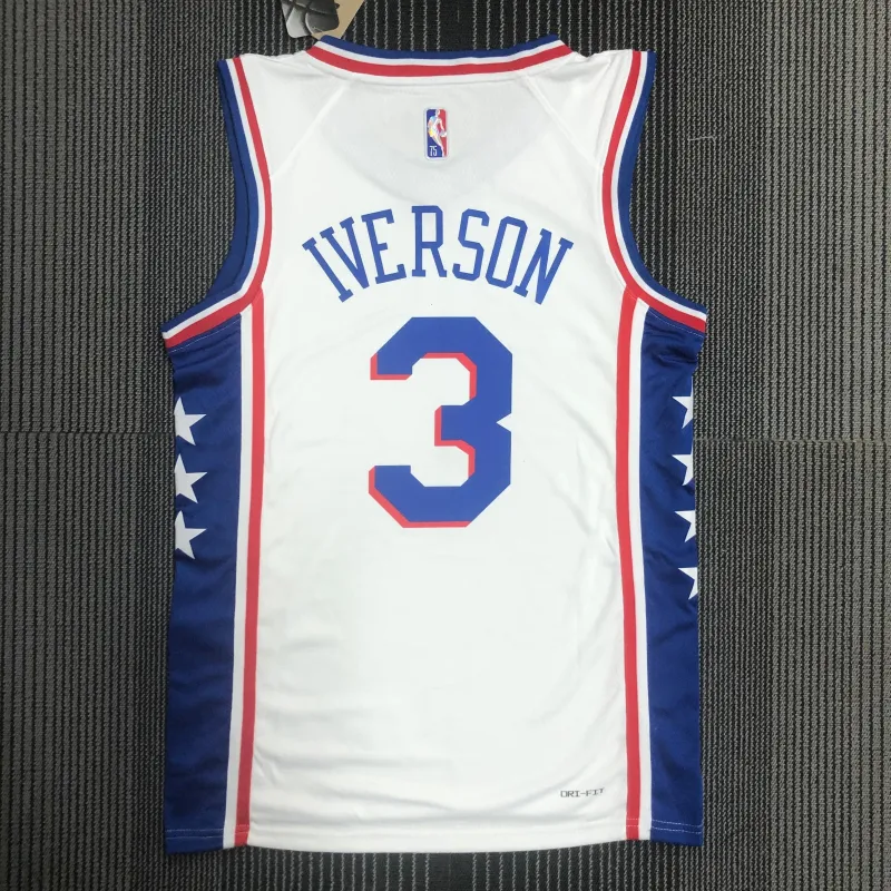 Philadelphia 76ers 75th Anniversary White Allen Iverson #3 Men’s Jersey
