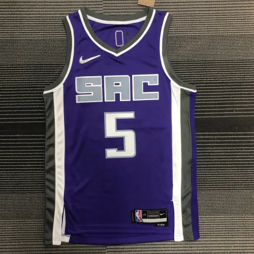 Maillot violet 75e anniversaire des Sacramento Kings, De'Aaron Fox, numéro #5, pour homme