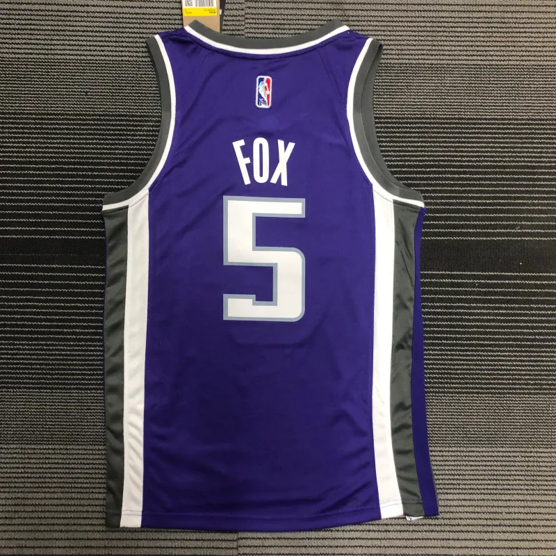 Jersey de hombre del 75º aniversario de los Sacramento Kings Purple De'Aaron Fox #5