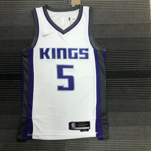Maglia da uomo bianca dei Sacramento Kings per il 75° anniversario, modello De'Aaron Fox #5