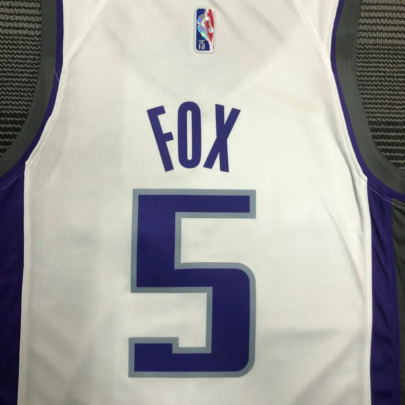 75th Anniversary Sacramento Kings White De’Aaron Fox #5 Men’s Jersey