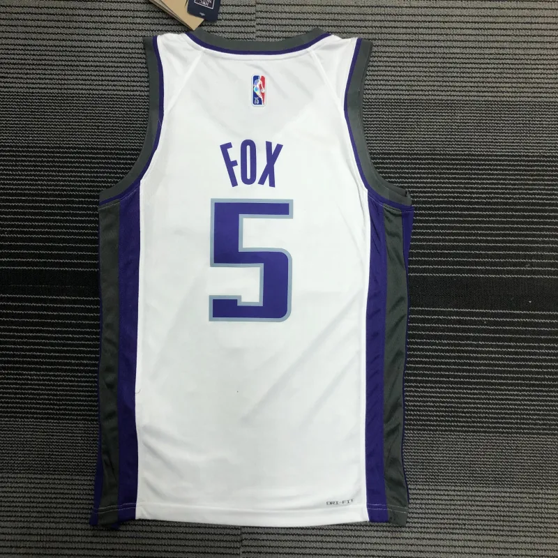 75th Anniversary Sacramento Kings White De’Aaron Fox #5 Men’s Jersey