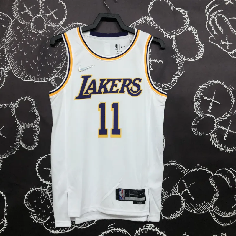 Camiseta de hombre blanca Kyrie Irving #11 del 75.º aniversario de Los Angeles Lakers