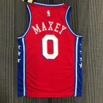 Camiseta roja de hombre de los Philadelphia 76ers, edición Jordan, de Tyrese Maxey (#0)