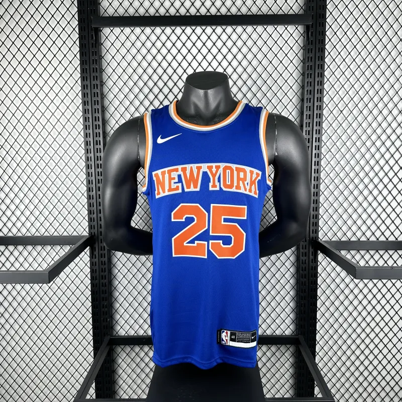 New York Knicks Blue Mikal Bridges #25 Jersey | NBA Swingman Jersey