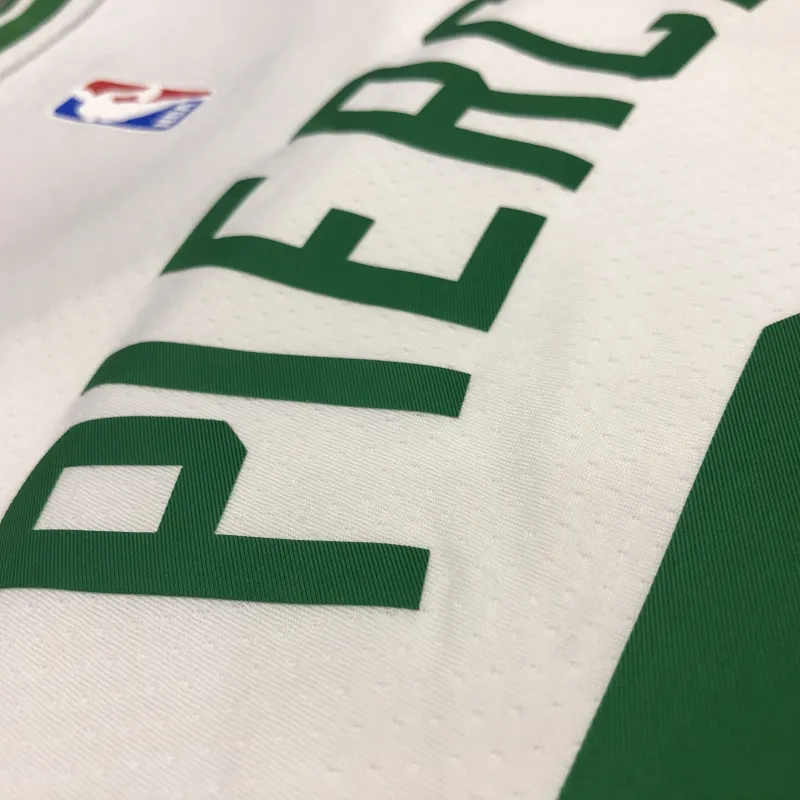 Camisola retro masculina dos Boston Celtics com o nome de Paul Pierce, modelo #34, branca
