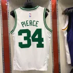 Camisola retro masculina dos Boston Celtics com o nome de Paul Pierce, modelo #34, branca