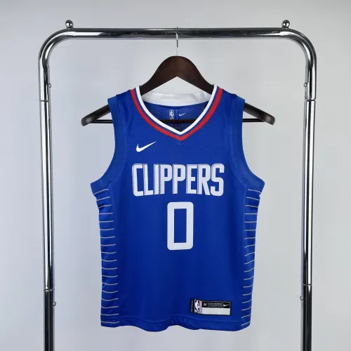 Maillot bleu pour enfant Russell Westbrook #0 des LA Clippers