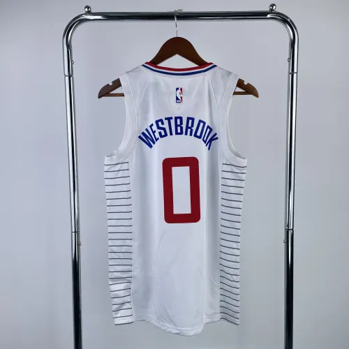 Camisola de Edição Limitada Branca Russell Westbrook #0 para Homem dos LA Clippers
