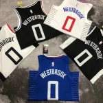 Camisa masculina LA Clippers Edição Limitada Branca Russell Westbrook #0