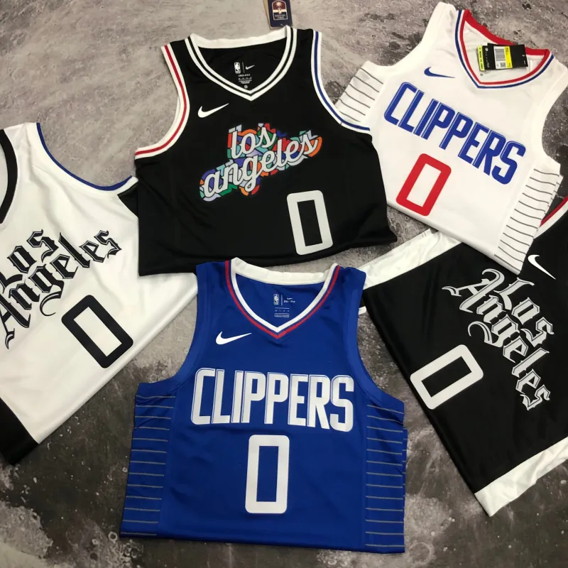 Camisa masculina LA Clippers Edição Limitada Branca Russell Westbrook #0