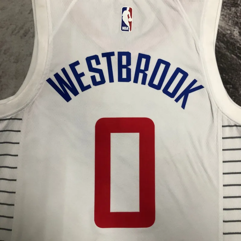 Camisa masculina LA Clippers Edição Limitada Branca Russell Westbrook #0