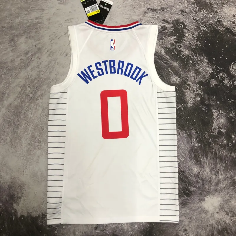 Camisa masculina LA Clippers Edição Limitada Branca Russell Westbrook #0