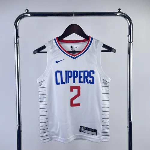 LA Clippers Kawhi Leonard #2 Camisola branca para jovens