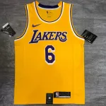 Camisola amarela dos Los Angeles Lakers LeBron James #6 para homem Camisola masculina amarela do Los Angeles Lakers com o número #6 de LeBron James