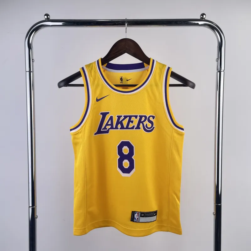 Camisa amarela juvenil Kobe Bryant #8 do Los Angeles Lakers