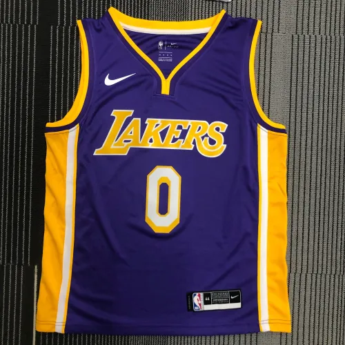 Maglia Los Angeles Lakers Uomo con scollo a V Russell Westbrook #0 Viola