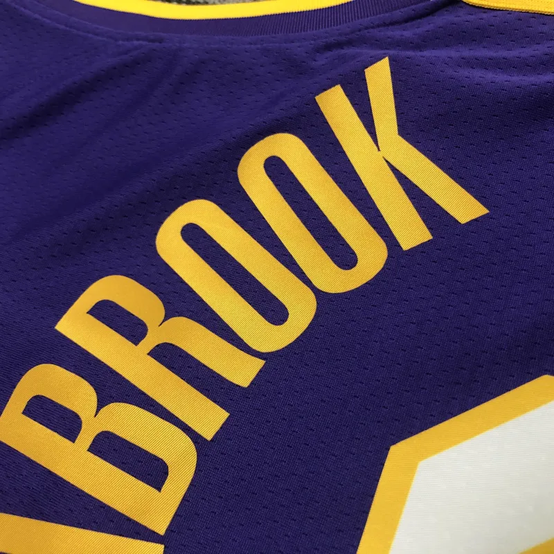 Los Angeles Lakers V-Neck Russell Westbrook #0 Purple Men’s Jersey