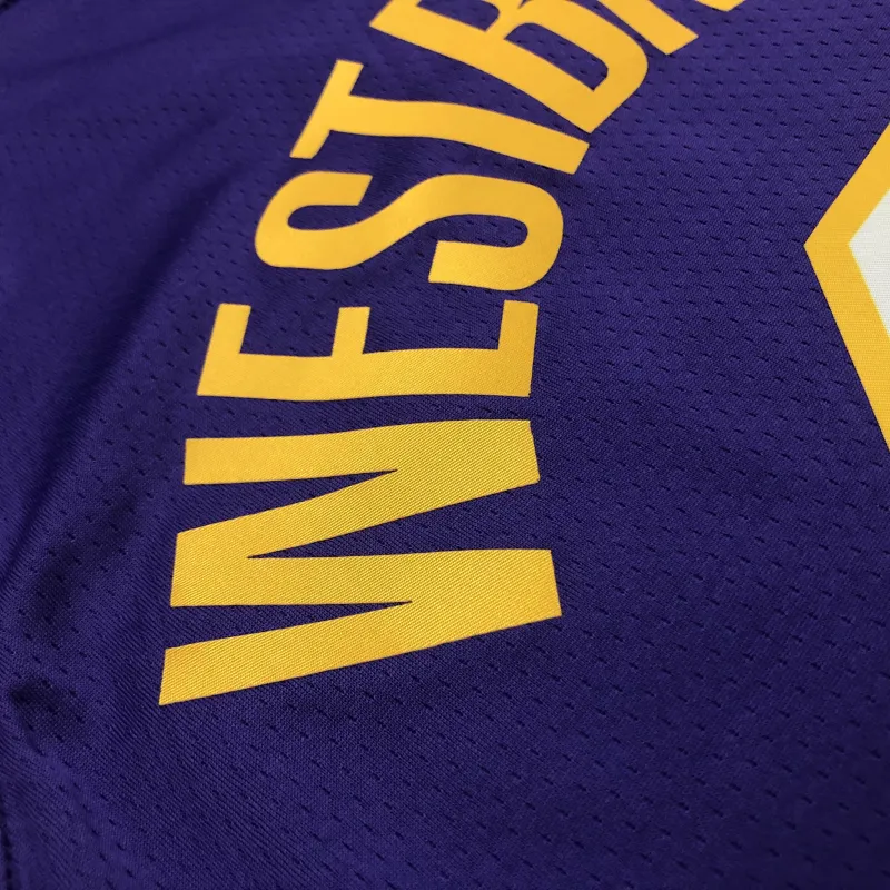 Los Angeles Lakers V-Neck Russell Westbrook #0 Purple Men’s Jersey