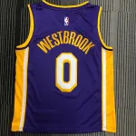 Los Angeles Lakers V-Neck Russell Westbrook #0 Purple Men’s Jersey