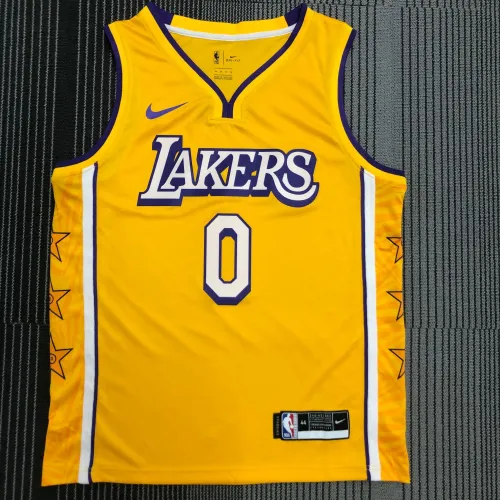Maglia Los Angeles Lakers Uomo con collo a V Russell Westbrook #0 Stars