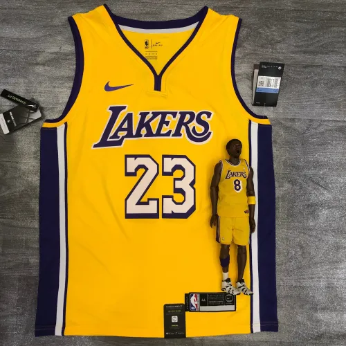 Los Angeles Lakers V-Ausschnitt LeBron James #23 Gelb Herren Trikot