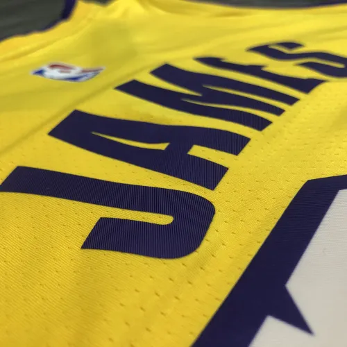Maglia Los Angeles Lakers Uomo con scollo a V LeBron James #23 Giallo
