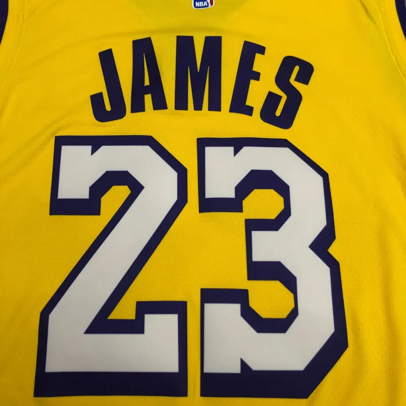 Los Angeles Lakers V-Neck LeBron James #23 Yellow Men’s Jersey