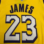 Los Angeles Lakers V-Neck LeBron James #23 Yellow Men’s Jersey