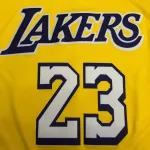 Los Angeles Lakers V-Neck LeBron James #23 Yellow Men’s Jersey