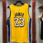 Los Angeles Lakers V-Neck LeBron James #23 Yellow Men’s Jersey