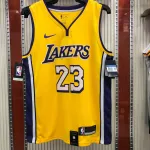 Los Angeles Lakers V-Neck LeBron James #23 Yellow Men’s Jersey