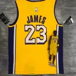 Los Angeles Lakers V-Neck LeBron James #23 Yellow Men’s Jersey