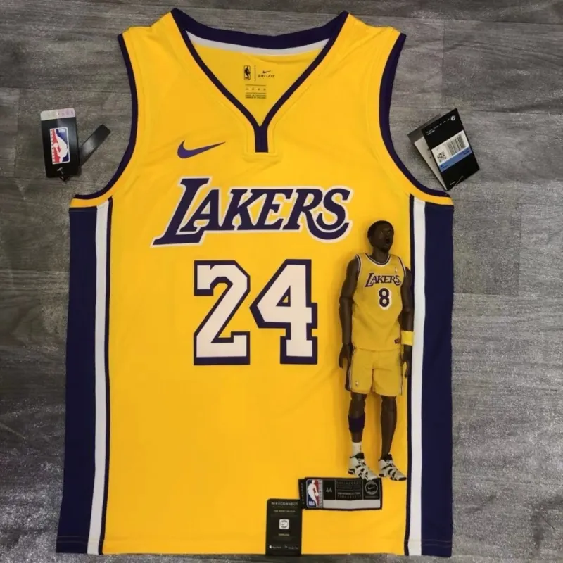 Camiseta de hombre de los Lakers de Los Ángeles con cuello en V de Kobe Bryant, modelo #24, color amarillo