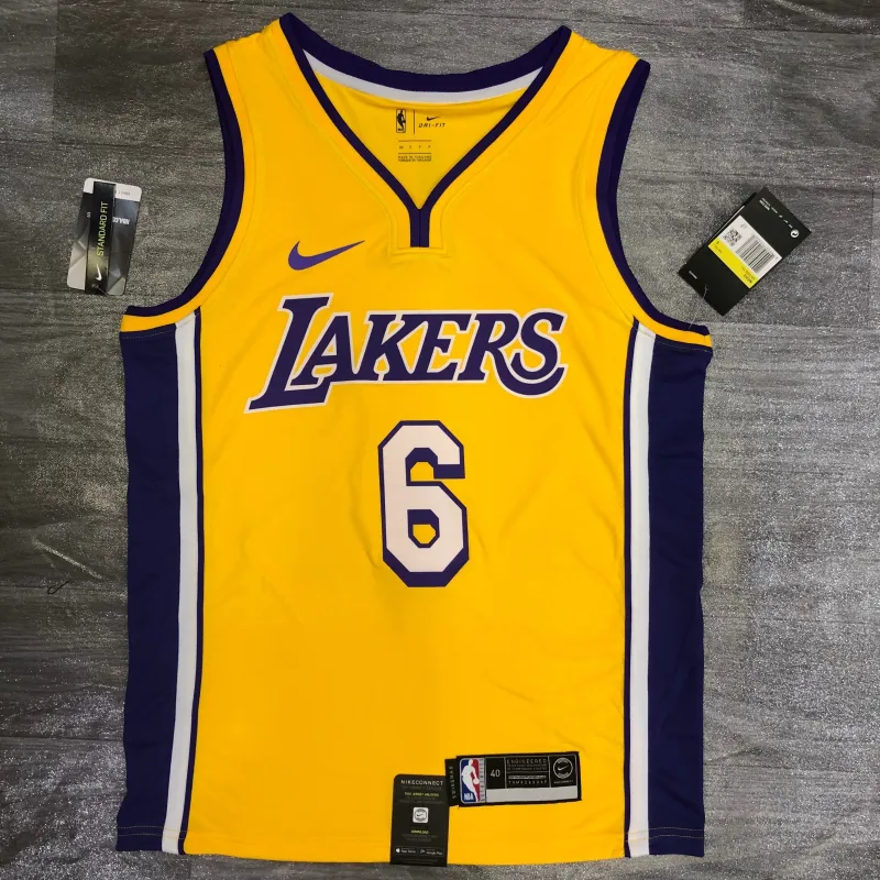 Los Angeles Lakers V-Neck LeBron James #6 Yellow Men's Jersey