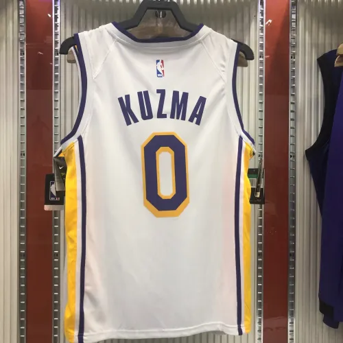 Los Angeles Lakers V-Neck Kyle Kuzma #0 White Men’s Jersey