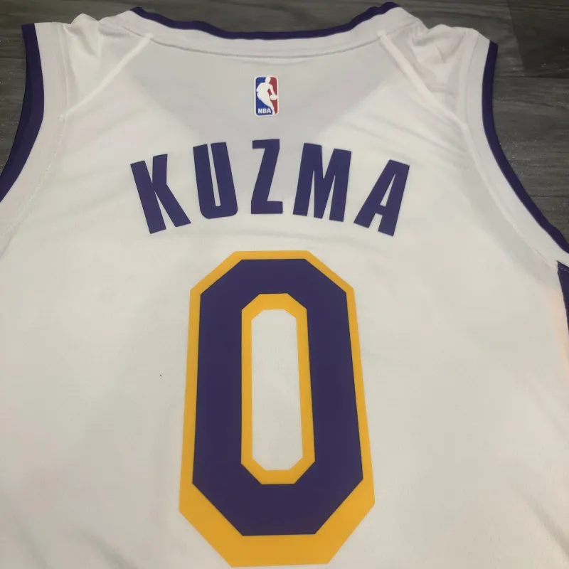 Los Angeles Lakers V-Neck Kyle Kuzma #0 White Men’s Jersey
